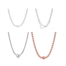 White Copper Plated Silver Pandoras necklace DIY Jewellery Interwoven with Love Mother's Day Necklace Beaded Necklace Female pandoras charms necklace