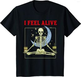 Men's T Shirts Coffee Drinking Skeleton Yoga Meditation T-Shirt