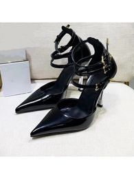 2023 new fashion shoes and accessories back empty sandals genuine leather non-slip bottom spikes dance wedding female cool breathable heel height 10cm 35-41