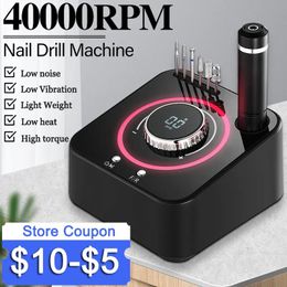 Nail Art Equipment 40000RPM Electric Manicure Drill Set Brushless File With Memory Funtion Machine Milling Cutter Salon Tool 230417