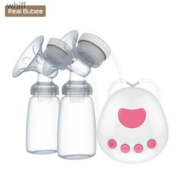 Breastpumps RealBubee Microcomputer Intelligent Double Electric breast pumps lithium battery Breast Pump with Milk Bottle for MothersL231118