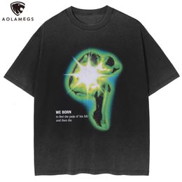 Men's T-Shirts Aolamegs Oversized Men's T-shirts Abstract Graphic Print T-shirts Summer Hip Hop Punk Tee Tops Retro High Street Couple Clothes 230418