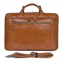 Briefcases KANGAROO KINGDOM Luxury Genuine Leather Men Briefcase Business Casual Cowhide Shoulder Bags