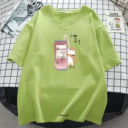 Women's T-Shirt Plus Size 6XL 150kg Women Cotton T-shirt Funny Dog Cartoon T-shirt Harajuku T-shirt Short Sleeve V Neck Oversized T-shirt 230418