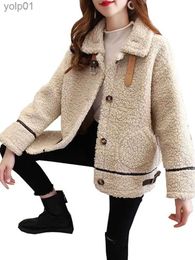 Women's Down Parkas Women 2022 Spring lamb fleece sweater Coat New Fe Thicken Warm Jacket Loose Casual all-match thick fur one plush CardigansL231118