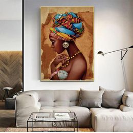 Home Decor amp Calligraphy African Woman Painting on Canvas Beauty Girl Scandinavian Posters Wall Art Picture for Living Room Ho5520035