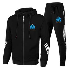 Men's Tracksuits Spring and Autumn Men's Polyester Set Zipper CoatPants Two Piece Football Training Set Sportswear Running Set 231117