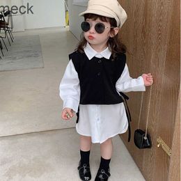Clothing Sets Dome Cameras For girls spring autumn clothing set new style korean japanese vest+white shirt lapel 2pcs infant baby suit kids fashion top