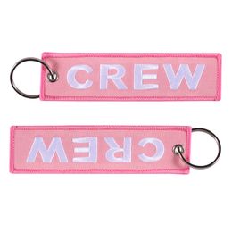 CREW Keychain for Aviation Keychains llaveros Luggage Tag Embroidery Crew Key Ring Chain for Christmas Gifts Safety Label Embroidery Key Chain