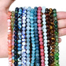 Natural Stone Bead Tiger Eye Agates Amazonite Jades Moonstone Quartz Lava Beads for Jewelry Making DIY Bracelet Accessories Fashion JewelryBeads