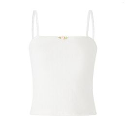 Women's Tanks Women Kawaii Lace Trim Y2k Cami Tank Crop Top Spaghetti Strap Square Neck Slim Camisole Low Cut Backless Sling Camis