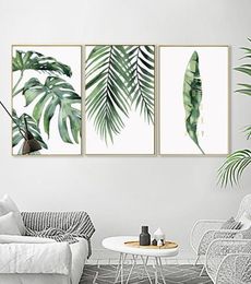 Scandinavian Style Tropical Plants Poster Green Leaves Decorative Picture Modern Wall Art Paintings for Living Room Home Decor1181976