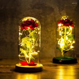 Decorative Flowers Eternal Rose LED Light Foil Flower In Glass Cover Valentines Day Gift For Girlfriend Mothers Wedding Favors Bridesmaid