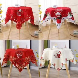 Table Cloth 2023 Creative Christmas Ball Snowman Snowflake Wood Print Bed Runner Flag Fabric Tablecloth Placemat Santa Claus