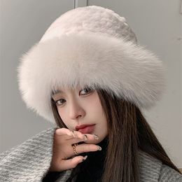 BeanieSkull Caps Stylish Beanie Hats for Women Winter Warm Fluffy Bone Cap Soft Outdoor Thick Natural Hat Female Dome 231027