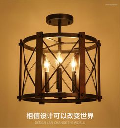 Ceiling Lights American Industrial Vintage Loft Style Circle Wrought Iron Aisle Lamp Foyer Cafe Decoration Light