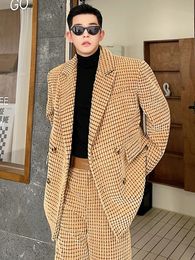 Men's Suits Blazers ZCSMLL Autumn Loose Camel Corduroy Large Shoulder Men Suit Long Sleeve Casual Korean Fashion Male Blazer Solid Colour L5553 231117