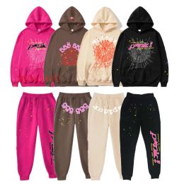 5A hoodie Mens spider Hoodie for men Sweatshirts Hooded Young Thug Angel Women polo 555555 purple Spider Web Hoodies Tracksuit Puff Print Pullover pant
