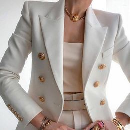 Women's Suits 2023 Spring Women Coat Blazer Long Sleeve Double Breasted Female Suit Jacket Office Tops