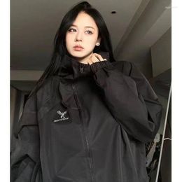 Women's Jackets Deeptown Gothic Black Jacket Women Harajuku Techwear Waterproof Y2k Streetwear Vintage Aesthetic Oversized Trench Coat