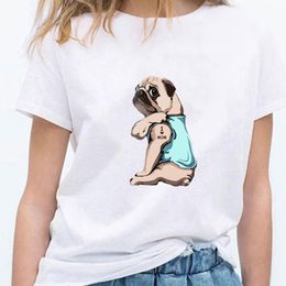 Women's T Shirts Funny I LOVE MOM DOG Shirt Women Tshirt Anime Cute Summer Cool Tops