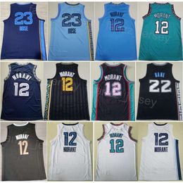 City Basketball Earned Derrick Rose Jerseys 23 Man Ja Morant 12 Desmond Bane 22 Association Pure Cotton All Stitched Statement Blue White Black Excellent Quality