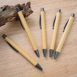 Bamboo Wood Ballpoint Pen 1.0mm Tip Creative Press For Office School Business Gifts Student Stationery