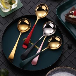 Spoons 304 Stainless Steel Spoon Household Round Head Children's Soup Stirring Creative Dessert Coffee