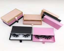 Empty Rectangle Slide Drawer Lash Boxes Glitter Pink Eyelashes Box for Natural 25mm Wispy Eye Lashes1548336