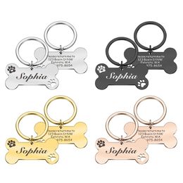 Dog Collars Leashes Personalized dog collar address ID tag used for badges with engraved name customized kitten and puppy accessory necklace 231117