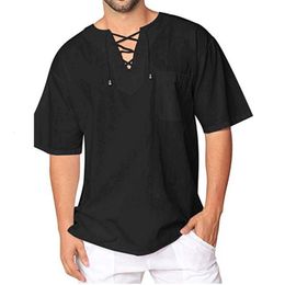 Mens TShirts Summer Mens Shortsleeved Tshirt Cotton and Linen Casual Mens Tshirt Shirt Beach Tee 230418