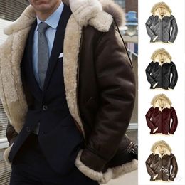 Mens Jackets Warm Thick Fur Coat Casual Hooded Fashion Autumn Winter Artificial PU Leather Jacket Long Sleeve Loose Fit 231118