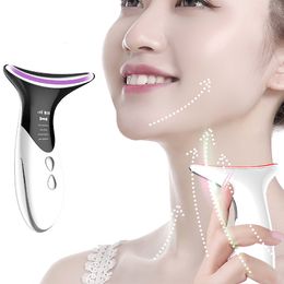 Face Care Devices V Line Neck Lifting Machine EMS Microcurrent LED Pon Therapy Beauty Device Anti Wrinkle Remove Double Chin Massager 230418