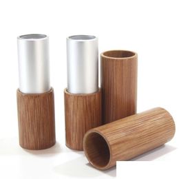 Storage Bottles Jars 4G Bamboo Lipstick Tube Cosmetic Packaging Supplies Travel Portable Gold And Sier Lipsticks Empty Bot Dhgarden Dhnh7