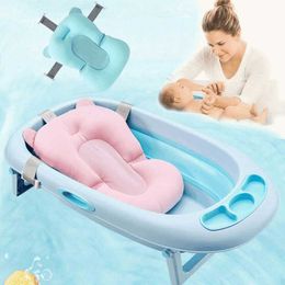 Bathing Tubs Seats Non-slip Bath Mat Tub Baby Shower Portable Air Mattress Comfort Pad Cute Wind Newborn Bathroom Safety Products P230417