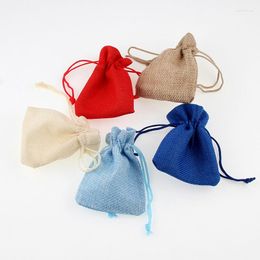 Jewellery Pouches 10pcs/lot Colourful 7x9cm 10x14cm Drawstring Burlap Bag For Wedding Party Gift Packaging Accessory Storage