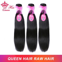 Lace Wigs Queen Hair Raw Virgin Straight 100 Human Unprocessed Bundles Weave Brazilian Natural Colour 231113
