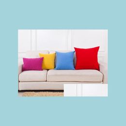 Cushion/Decorative Pillow Solid Colored Cushion Ers Case Fashion Mediterranean Style Home Textiles Decor Gift 13 Colors Drop Delivery Dhst4