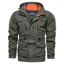 Men's Jackets Wellsome Men's Fashion Winter Jacket Army Windproof Bomber 2023 Cotton Motorcycle Hooded Military Combat Coats