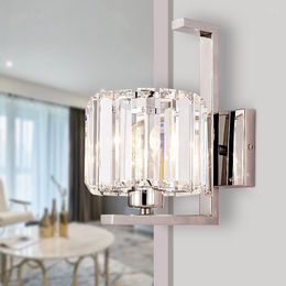 Wall Lamp Crystal Warm Living Room Bedroom Bedside Aisle Light Stainless Steel Staircase Toilet Single Double Head