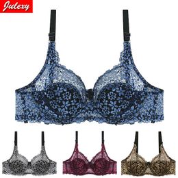 Bras Julexy New 2022 Sexy Lace Women Bra C D Cup Hollow Out Sexy Lingerie Brasieres Soutien Gorge Femme Plus Size Women Underwear P230417