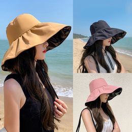 Stingy Brim Hats 1PC Anti UV Bucket Women Men Wide Beach Sun Summer Sunscreen Panama Outdoor Foldable Portable Fisherman Cap 230418