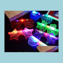Other Event Party Supplies Glow Sunglass Chlidren Adts Christmas Halloween Shutter Shades Led Light Up Flashing Blink Glasses Sung Dhyl5