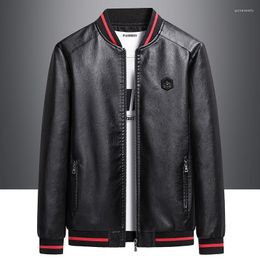 Men's Jackets 2023 Autumn And Winter Solid Colour Stand Collar Zipper Leather Jacket Men's Fashion Casual Long-sleeved PU Trend
