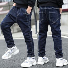 Jeans Spring and Autumn Boys Jeans Teenage Kids Pants Children's Fashion High Elastic Denim Trousers Slim with Pants 4 6 8 10 12Years 230418