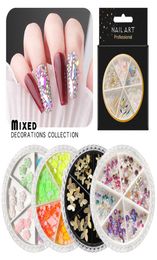 6 CaseBox Nail Art Decorations AB Rhinestone Diamond Rivet Butterfly Resin Pearl Matel Mixed Package Nail Ornament1550800