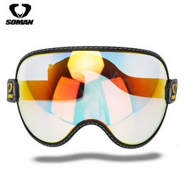 Ski Goggles Vintage Motorcycle Bubble Pad Outdoor Cycling UV Protection Windshield Colourful Half Face Helmet 231117