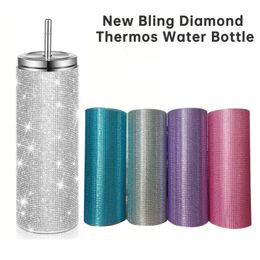 Mugs 600ML Bling Diamond Thermos Water Bottle Stainless Steel Flask Insulated Vacuum Cup 231117