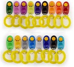 New Pet Cat Dog Training Clicker Plastic New Dogs Click Trainer transparent Clickers With Bracele Wholesale LX031