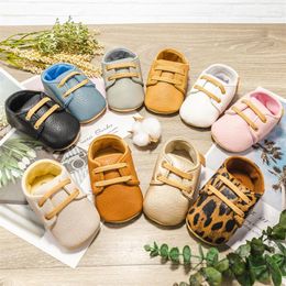 First Walkers 0-1 Year Born Baby Boy Girl Walking Shoes PU Leather Ventilate Shoestring Toddler Soft Soled Non-slip Anti Drop Zapatos